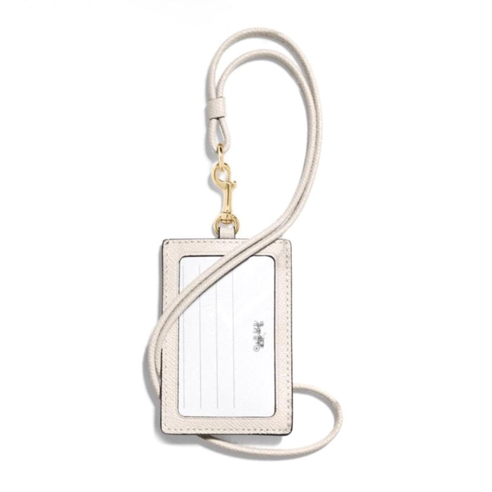 COACH Id Lanyard Chalk Crossgrain Leather - Picture 2 of 12